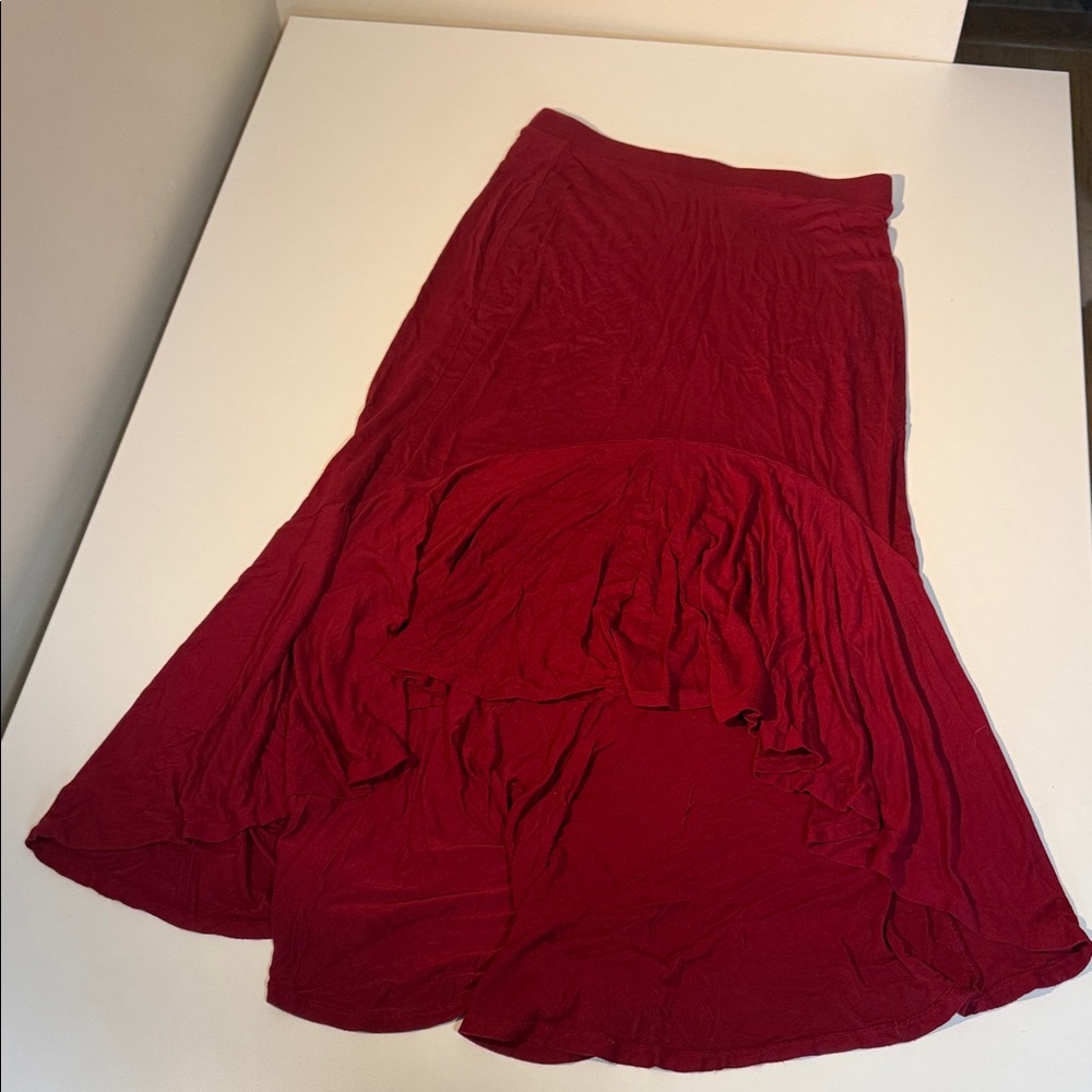 Women's Red High-Low Stretch Maxi Skirt